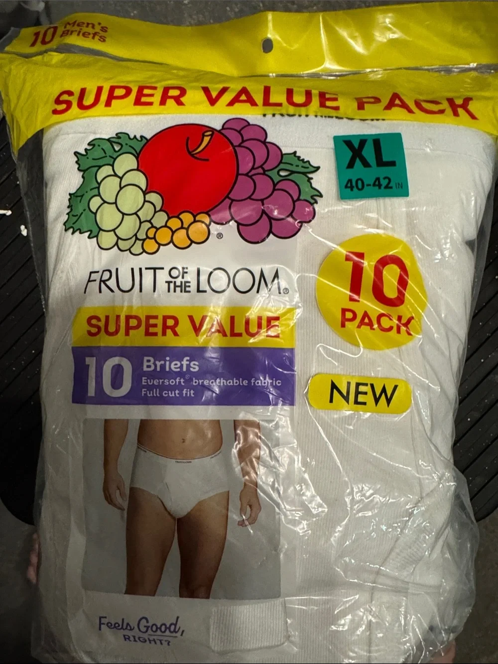Fruit of the Loom White Men's Briefs 10-Pack XL